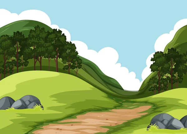 Una Ilustración Paisaje Naturaleza Verde — Vector de stock