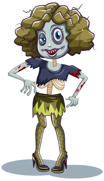 Charakter Ilustracja Kobieta Zombie — Wektor stockowy