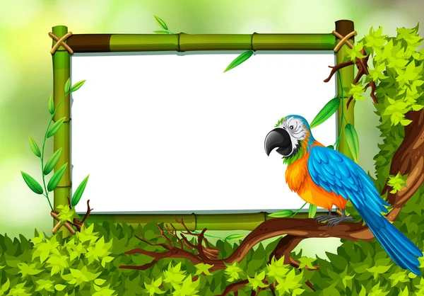 Papagei Auf Natur Grüne Vorlage Illustration — Stockvektor