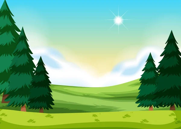 Una Ilustración Paisaje Naturaleza Plana — Vector de stock