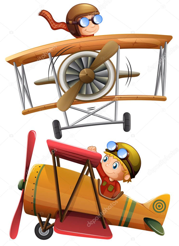 Set of classic airplane illustration