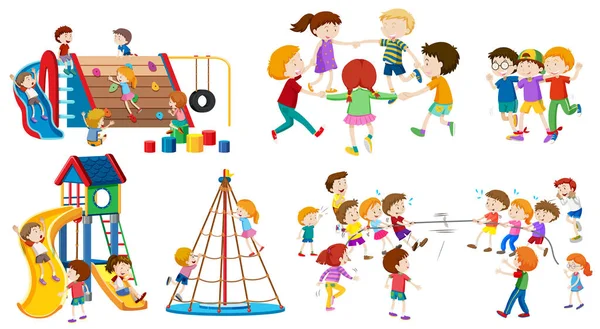 Készlet Ból Elszigetelt Gyerek Játszótér Illusztráció — Stock Vector