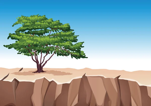 Tree on stone mountain illustration