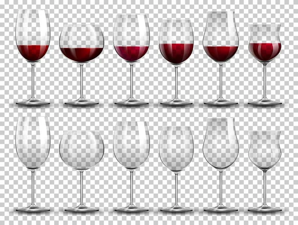 Set Wein Auf Verschiedenen Gläsern Illustration — Stockvektor