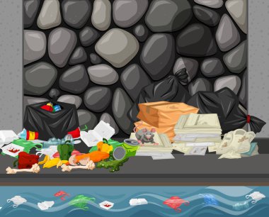 Kentsel su kirliliği arka plan illüstrasyon