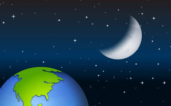 地球和月亮看法例证 — 图库矢量图片