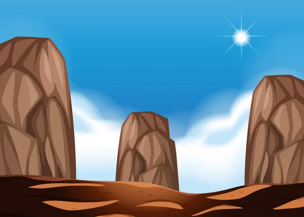Desert Scene Large Boulders Illustration — Stock Vector