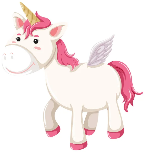 Cute Happy Pink Unicorn Illustration — Stock Vector