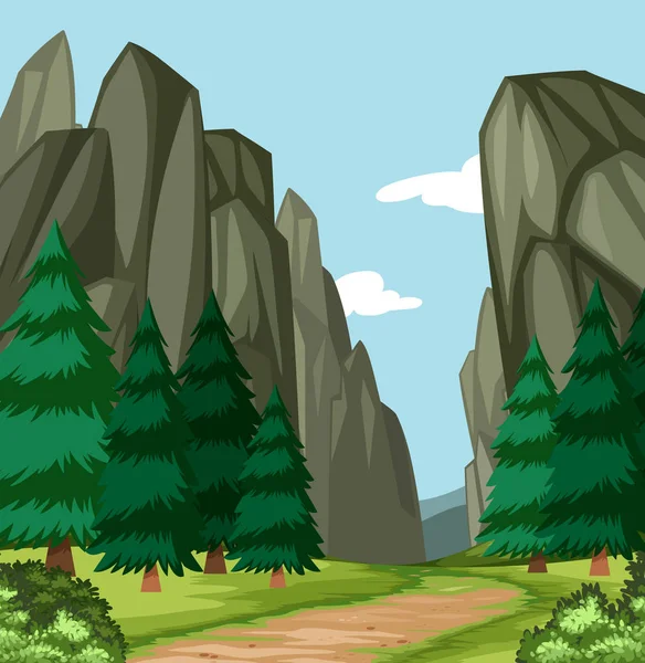 Beautiful Wood Canyon Scene Illustration — Stock Vector