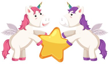 Tek boynuzlu at karakter yıldız çizim ile