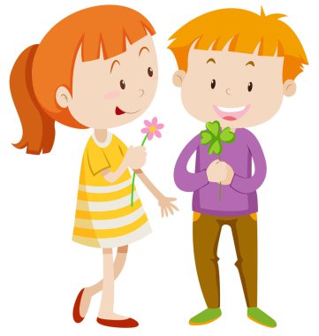 Beyaz arka plan illüstrasyon karakteri genç çift