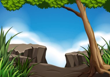 Bir doğa cliff arka plan illüstrasyon