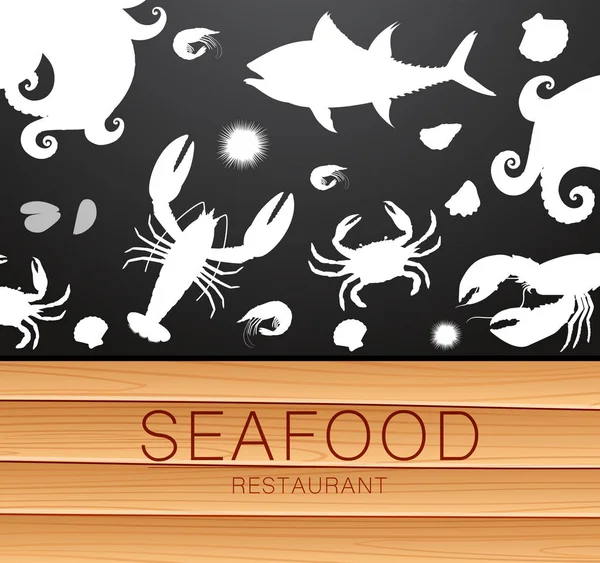 Fresh Seafood Silhouette Template Illustration — Stock Vector