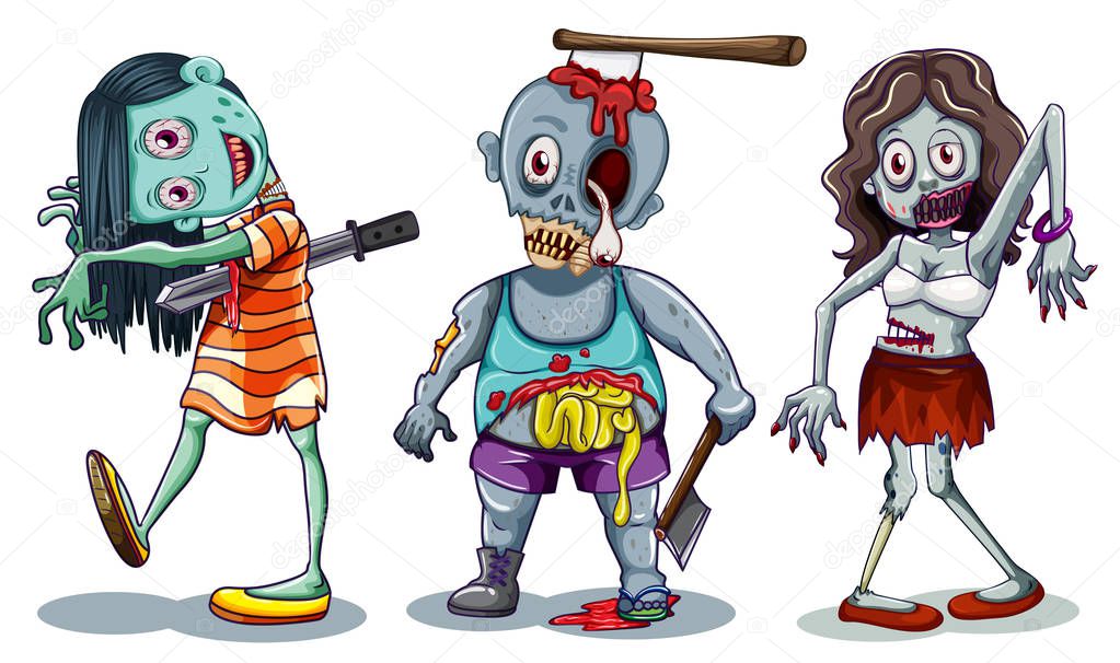 Set of zombie character illustration