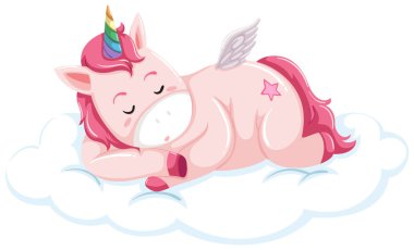 Beyaz arka plan illüstrasyon bir tek boynuzlu at karakter