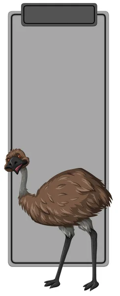 Emu Ilustración Frontera Gris — Vector de stock