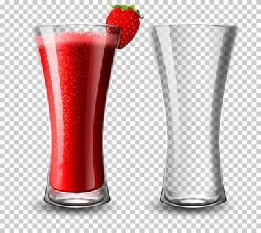 Çilekli kokteyl cam resimde kümesi