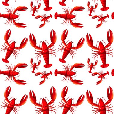 Sealess kırmızı ıstakoz arka plan illüstrasyon