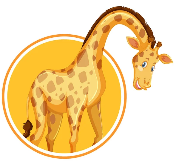 Bir Zürafa Etiket Şablon Çizimi — Stok Vektör
