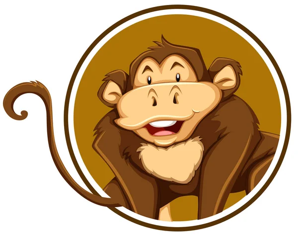 Μια Εικονογράφηση Πρότυπο Αυτοκόλλητο Μαϊμού — Διανυσματικό Αρχείο