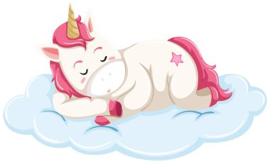 Tek boynuzlu at üzerinde bulut illüstrasyon uyku