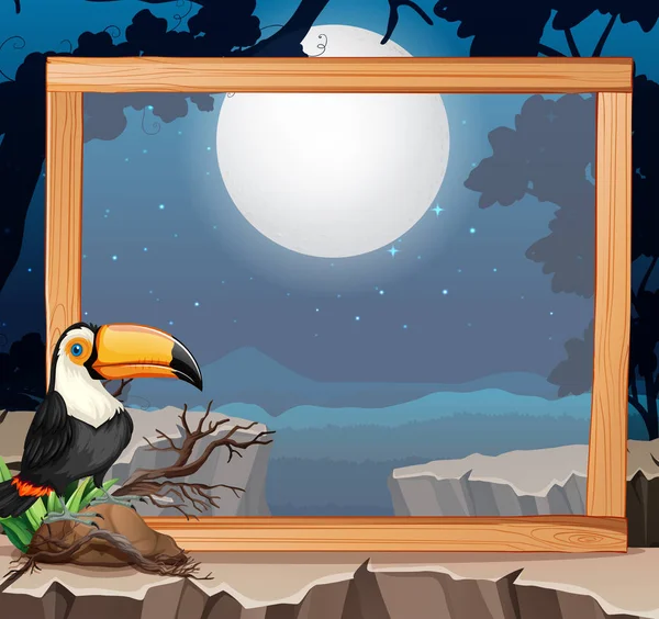 Toucan Träram Natur Bakgrund Illustration — Stock vektor