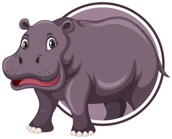 Hippopotamus Sticker Template Illustration — Stock Vector