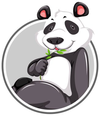 Bir panda etiket şablon çizimi