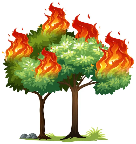 Isolared Oheň Strom Obrázek — Stockový vektor