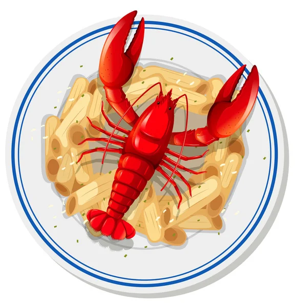 Isolated Lobster Pasta Illustration — Stock Vector