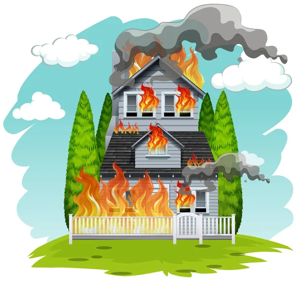 Haus Flammen Illustration — Stockvektor