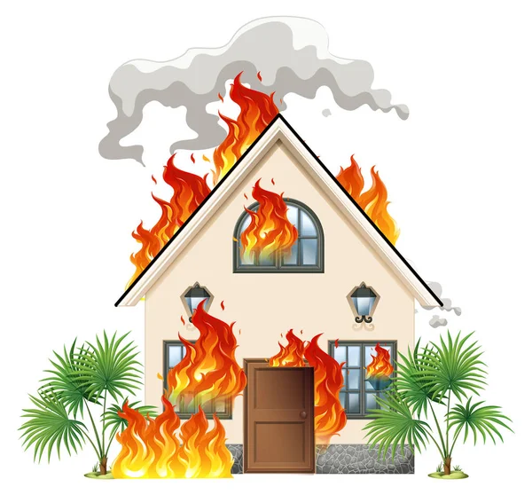 Modernes Haus Flammen — Stockvektor