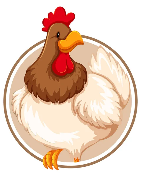 Ένα Κοτόπουλο Αυτοκόλλητο Πρότυπο Εικονογράφηση — Διανυσματικό Αρχείο