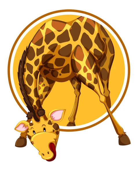 Giraffe Sticker Template Illustration — Stock Vector