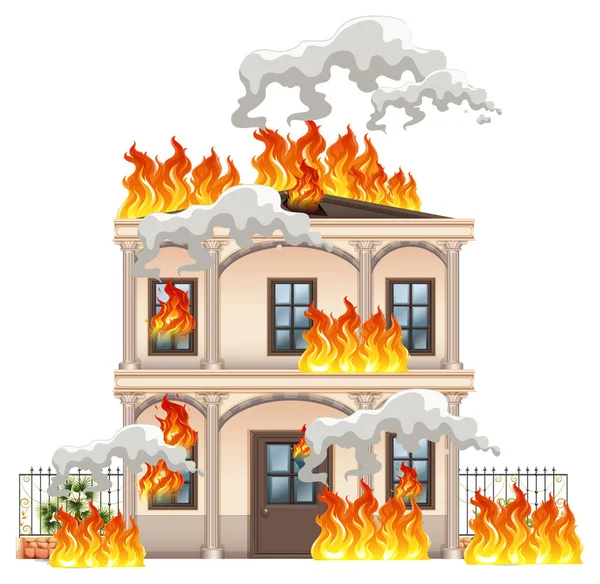 Maison Moderne Isolée Sur Illustration Feu — Image vectorielle