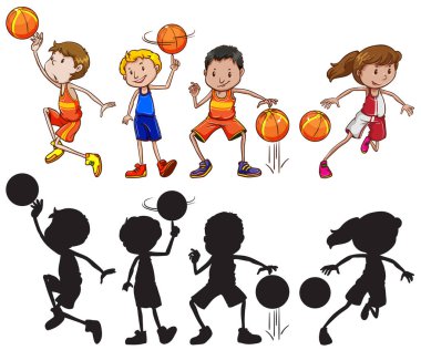 Basketbol sporcu karakter resimde kümesi