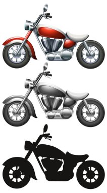 Motosiklet üzerinde beyaz arka plan illüstrasyon ayarla
