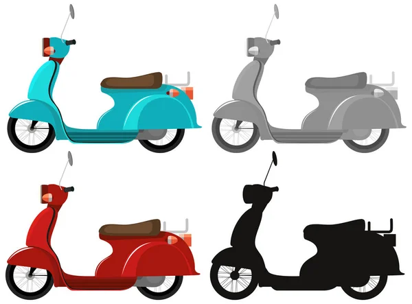 Set Classic Scooter Illustration — Stock Vector