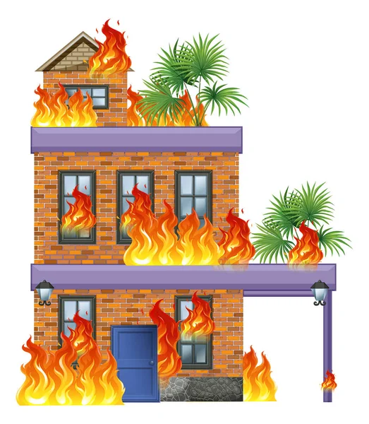 Maison Moderne Sur Feu Illustration — Image vectorielle