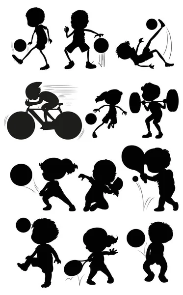 Set Silhouette Atleta Personaggio Illustrazione — Vettoriale Stock