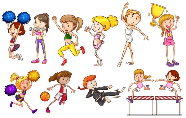 Jeu Illustration Personnage Sport Féminin — Image vectorielle