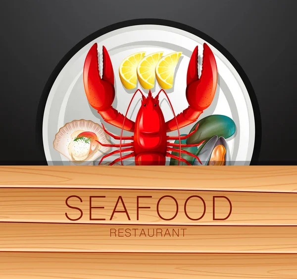 Set Seafood Plate Illustration — Stock Vector