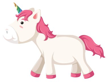 Beyaz arka plan illüstrasyon bir tek boynuzlu at karakter