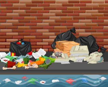 Şehir çizimde çöp