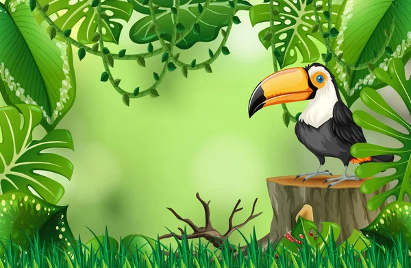 Une Illustration Modèle Vert Toucan Dans Nature — Image vectorielle
