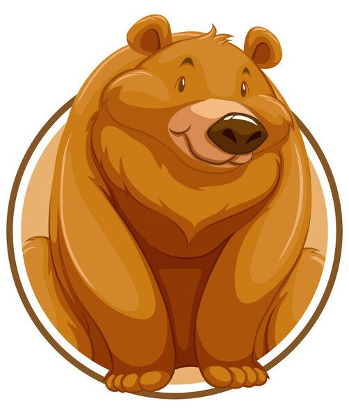 grizzly bear on circle banner illustration