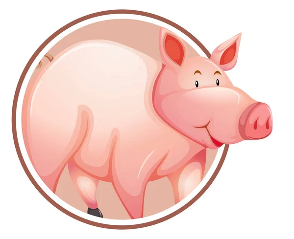Ilustración Pancarta Cerdo Círculo — Vector de stock