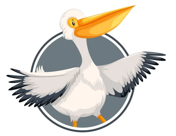Pelican บนภาพประกอบแบนเนอร วงกลม — ภาพเวกเตอร์สต็อก