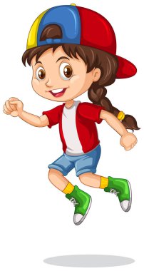 Bir kız beyaz arka plan illüstrasyon üzerinde atlama