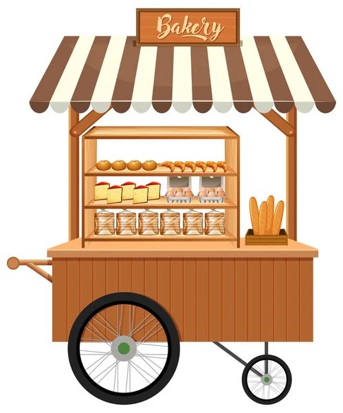 Cart Display Stall Bekery Illustration — Stock Vector